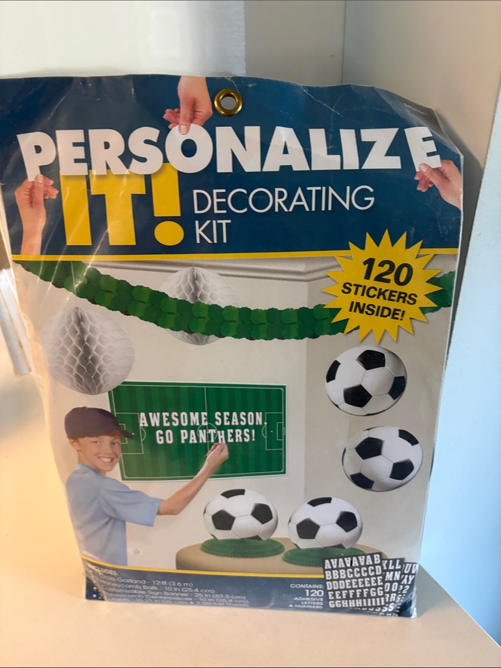 New in Package Amscan Personalize it Soccer Party Decorating Kit